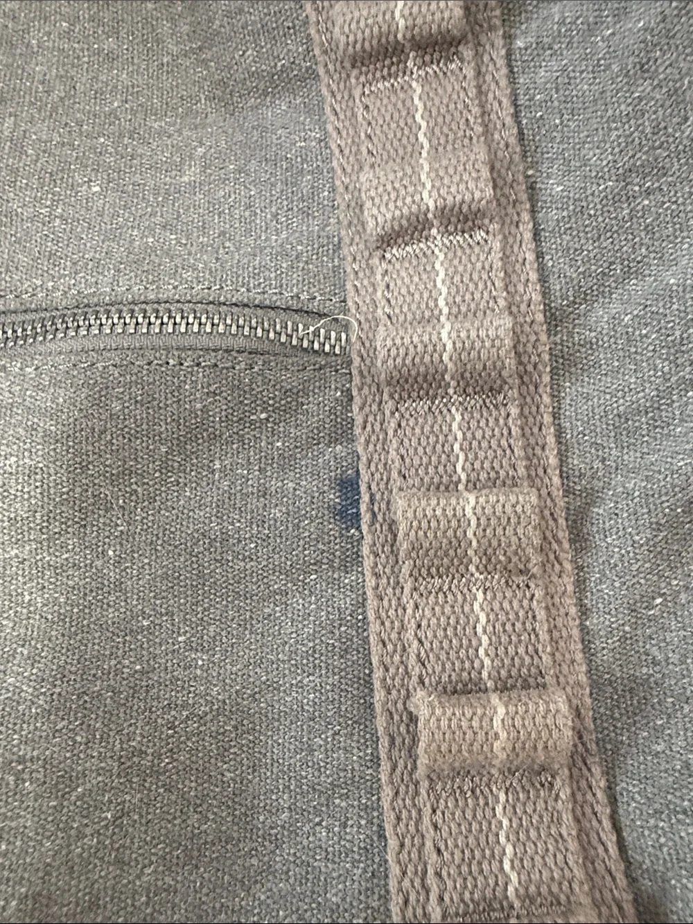 Gray Canvas Messenger Bag with Beige Trim - Everyday Commuter Satchel